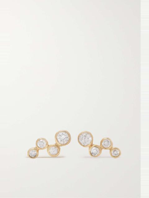 Wave 14-karat gold diamond earrings