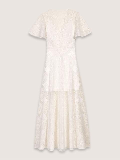 maje Floral guipure maxi dress