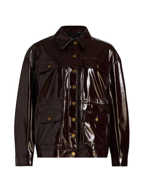 rag & bone Women's Amy Patent Faux-Leather Jacket - Brown