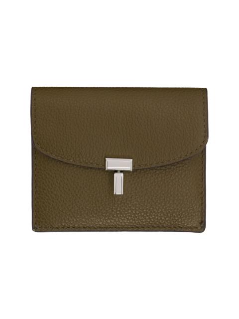 TOTEME Taupe T-Lock Grained-Leather Card Holder
