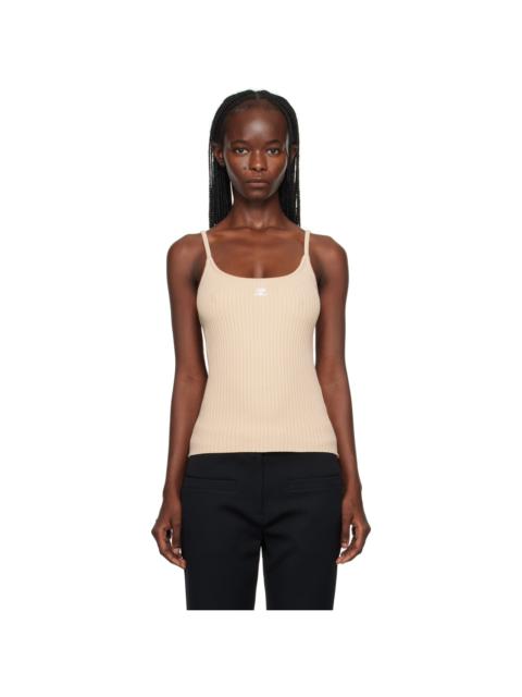 Beige Patch Tank Top