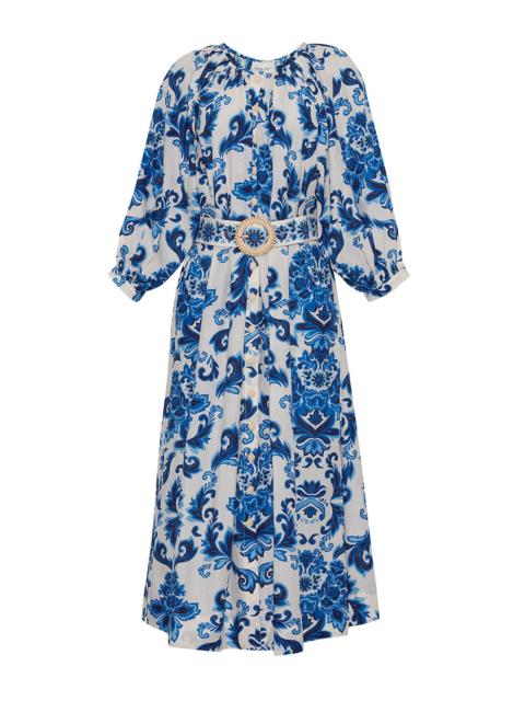 Cara Cara Simone Cover-Up Dress
Breezy Volume, Blouson Sleeves, Raffia Buckle and Crochet-Covered Buttons