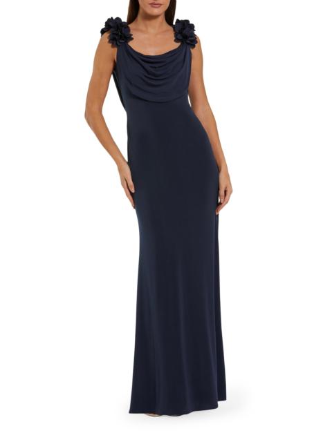MAC DUGGAL Women's Ieena Jersey Cowlneck Gown - Midnight