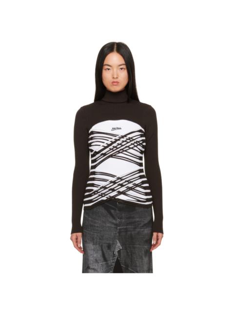 Brown & White Striped Turtleneck