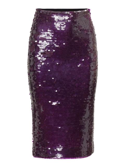 CAROLINA HERRERA Signature Merino Sequin Pencil Skirt purple