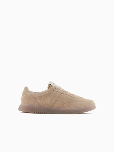 EMPORIO ARMANI SUEDE SNEAKERS WITH SEMI-TRANSPARENT SOLE