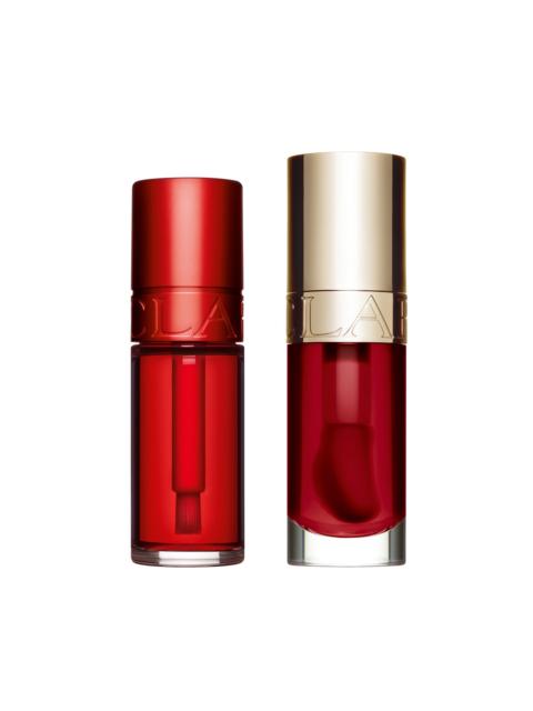 CLARINS Lip Oil & Stain Duo In Red | Iconic Lip Comfort Oil & Water Lip Stain | For Hydrated, Visibly Plump