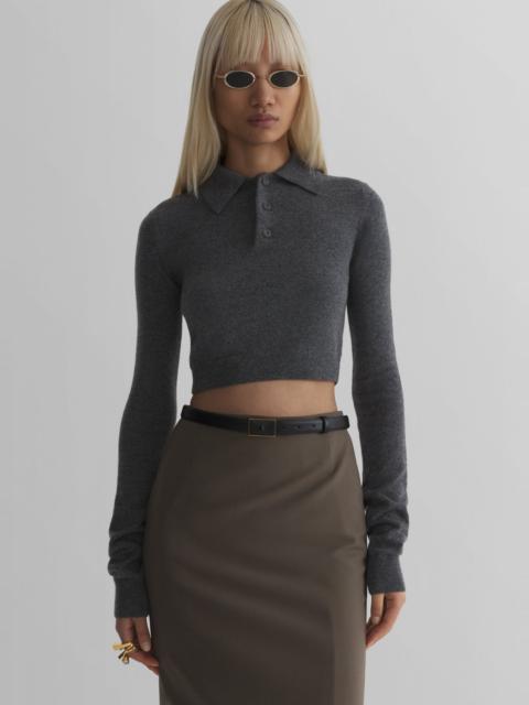 MUGLER grey cashmere cropped polo