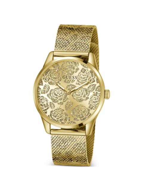 GUESS USA gold-tone floral 36mm watch
