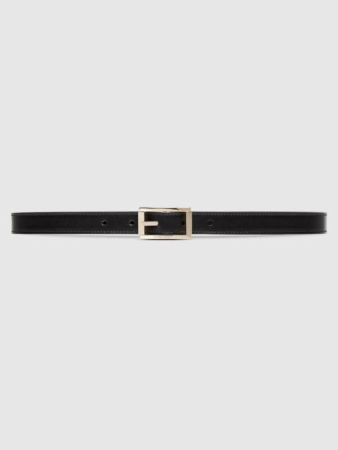 Reversible thin belt with rectangular buckle