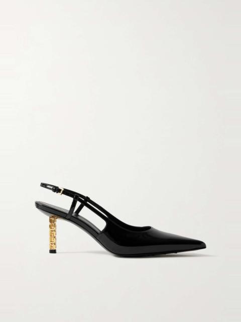 Givenchy G Cube patent-leather slingback pumps