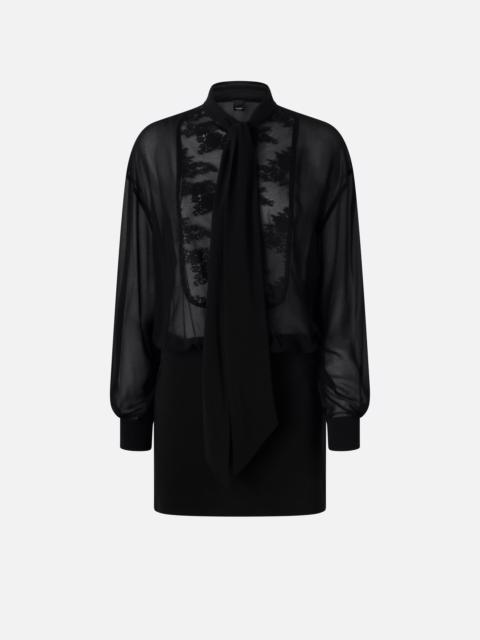 PINKO MINI DRESS WITH SHEER SHIRT AND LACE