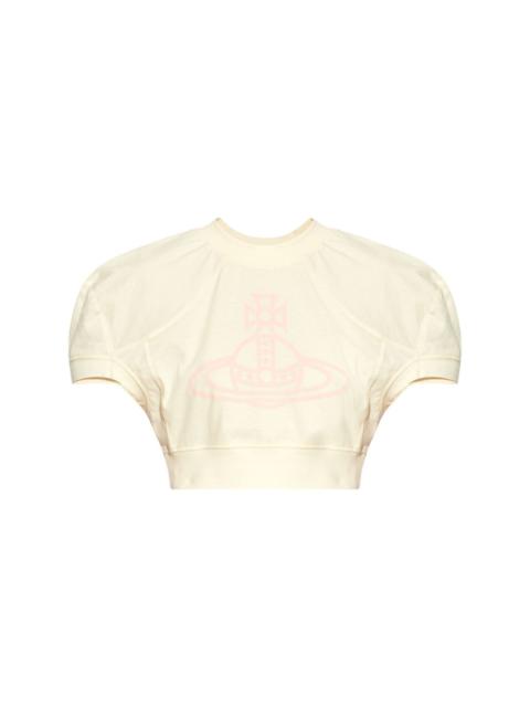 logo-print cropped cotton T-shirt