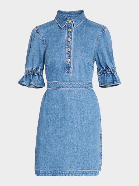 Cinq à Sept Nataly Denim Puff-Sleeve Mini Dress