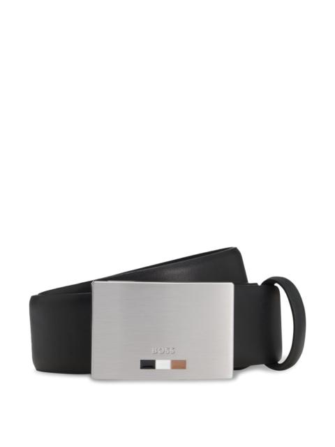 BOSS REVERSIBLE LEATHER BELT WITH PLAQUE BUCKLE