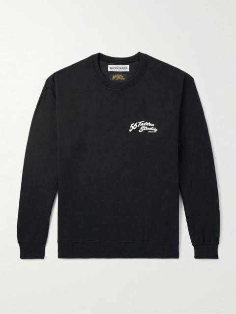 WACKO MARIA + 56 Tattoo Studio Printed Cotton-Jersey Sweatshirt Black