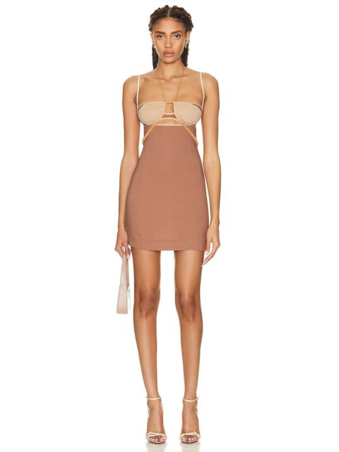 NENSI DOJAKA Draped Double Bra Mini Dress