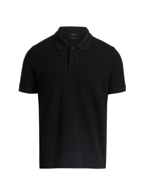 Vince Men's Drop-Needle Striped Pima Cotton Polo Shirt - Black