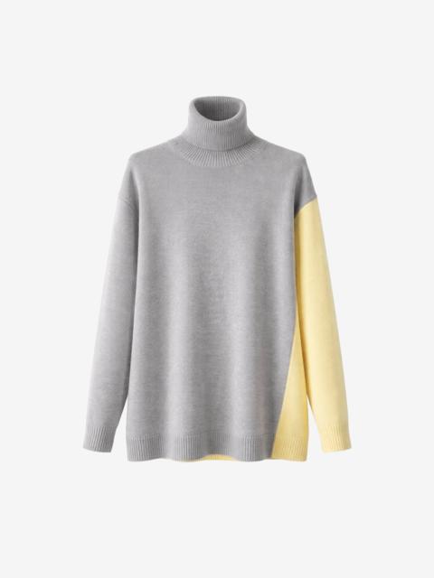 The Frankie Shop Tilda Bicolor Turtleneck Sweater Dress - Light Grey