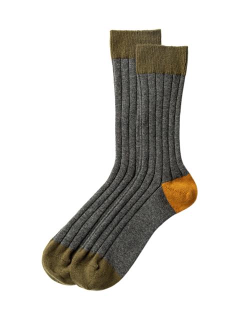 Johnstons of Elgin Colour Block Grey Men's Cashmere Socks