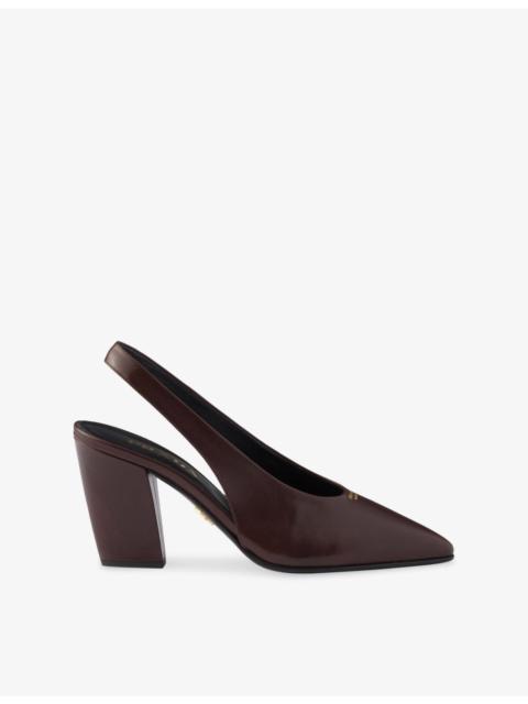 Prada Logo Leather Slingback Pumps