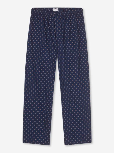 Derek Rose Men's Lounge Trousers Nelson 90 Cotton Batiste Navy