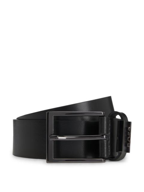 BOSS ITALIAN-LEATHER BELT WITH LOGO KEEPER