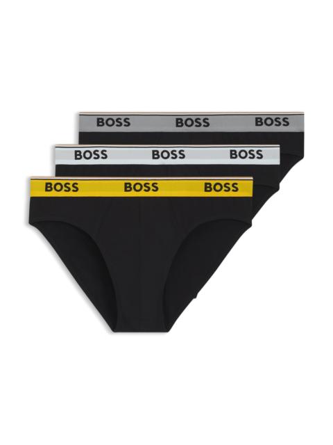 BOSS THREE-PACK OF LOGO-WAISTBAND BRIEFS IN STRETCH COTTON