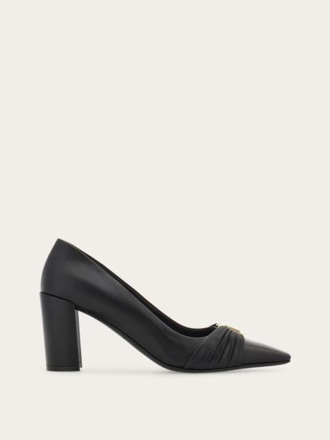 FERRAGAMO Gancini ornament pump with bock heel