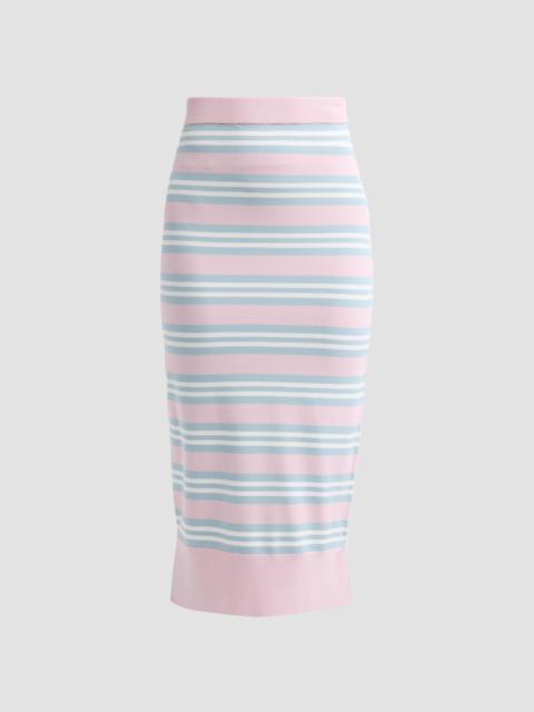AKNVAS Women's Rosalyn Striped Knit Midi Pencil Skirt - Blue Blush Stripe