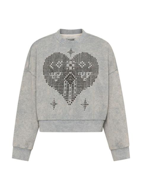 ONE TEASPOON Studded Heart Grey Cropped Sweater - Grey Marl