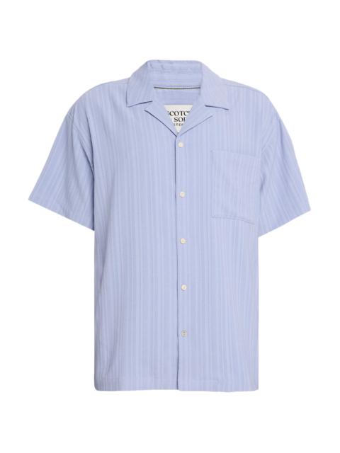 SCOTCH & SODA Men's Textured Striped Chest-Pocket Short-Sleeve Shirt - Lavender