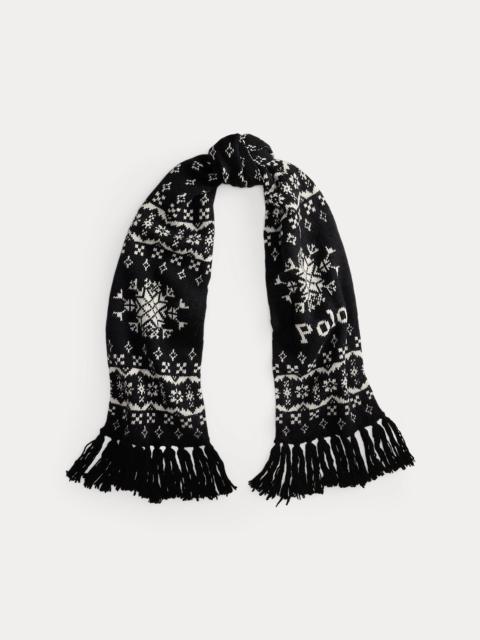 Polo Ralph Lauren Logo Fringe Wool Scarf