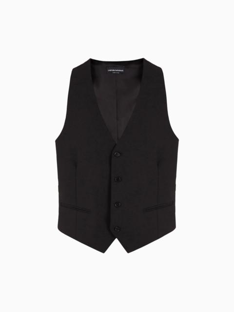 EMPORIO ARMANI Single-breasted gilet in compact, two-way stretch canvas