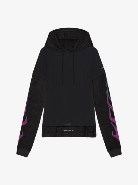 Givenchy OVERLAPPED HOODED T-SHIRT IN COTTON AND MESH
