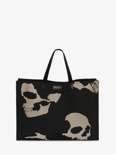 Alexander McQueen Camouflage Skull East West Tote in Black/off White