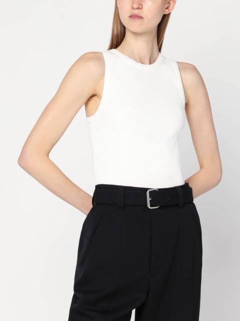 Bottega Veneta Ivory ribbed tank top in cotton blend