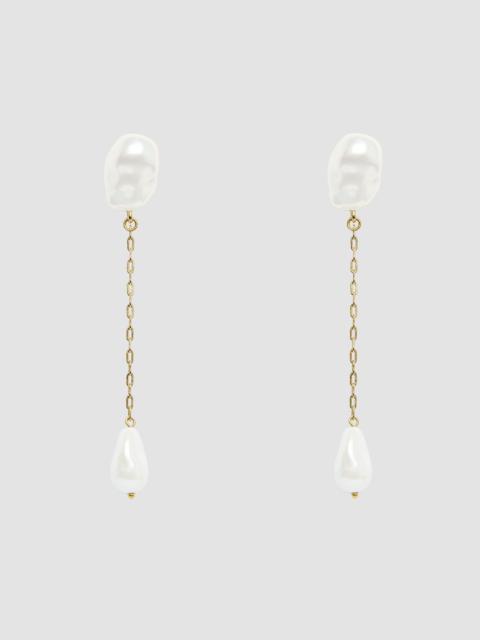Erdem ANTIQUE GOLD PEARL LONG EARRINGS