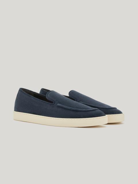 Canali NAVY BLUE SUEDE LOAFERS WITH RUBBER SOLE