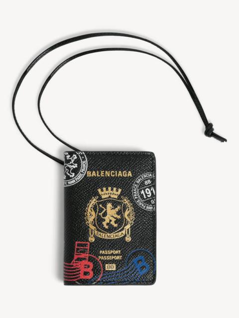 BALENCIAGA Men's Passport Card Holder Charm in Black/multicolor