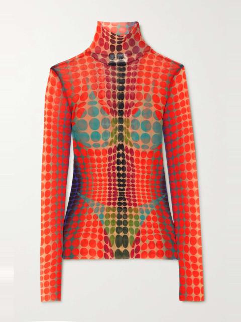 Jean Paul Gaultier Cyber Dot printed stretch-mesh top