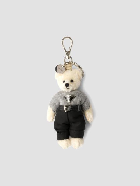 Prada Women's Teddy Bag Charm with Metal Ring - White