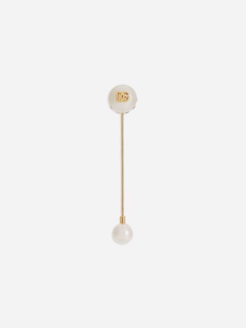Dolce & Gabbana Lapel pin with pearls and DG logo