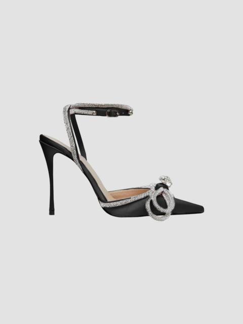MACH & MACH Double Bow crystal-embellished silk-satin point-toe pumps