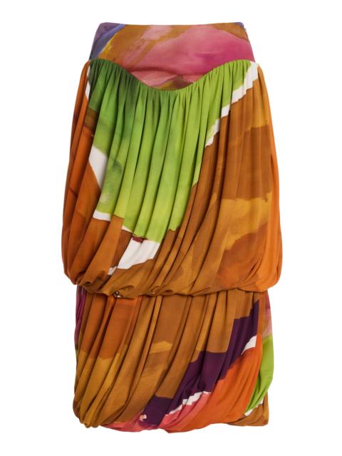 ULLA JOHNSON Reis Draped Bubble Midi Skirt orange