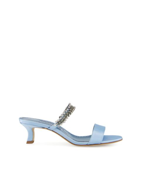 Manolo Blahnik 50mm Kifasan crystal-embellished satin sandals