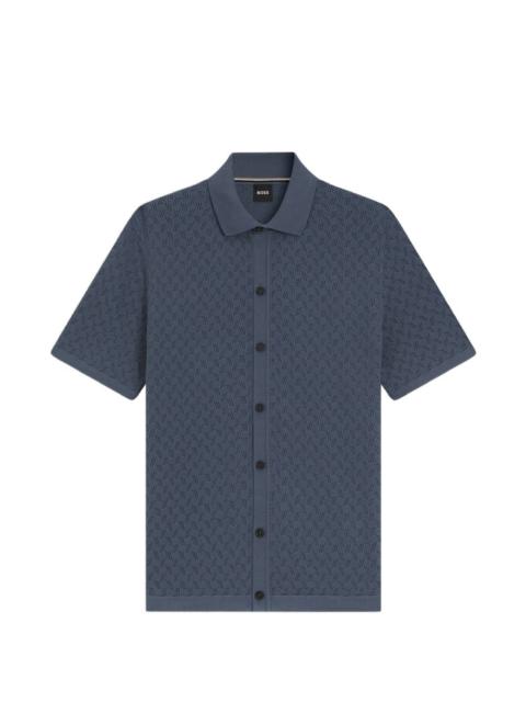 BOSS pointelle-knit button-down shirt