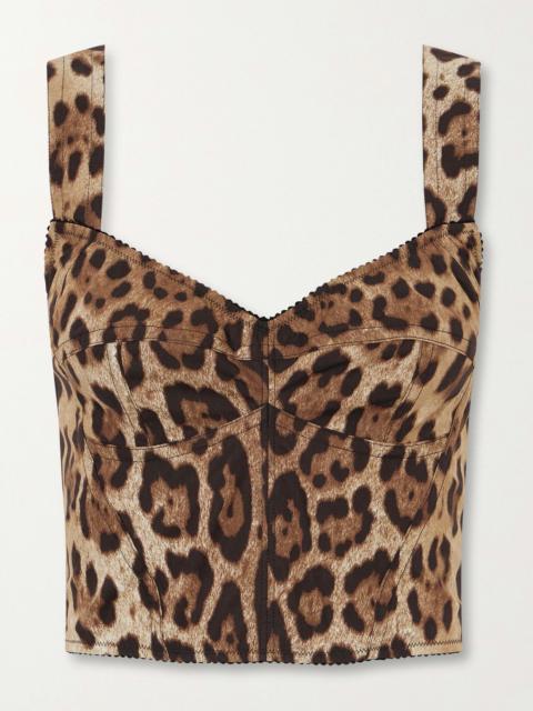 Dolce & Gabbana Cropped Leopard-print Stretch-canvas Bustier Top