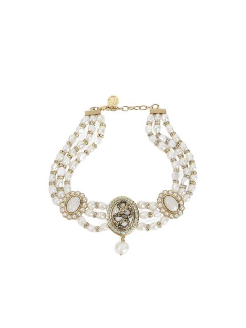 Roberto Cavalli pearl snake-charm necklace