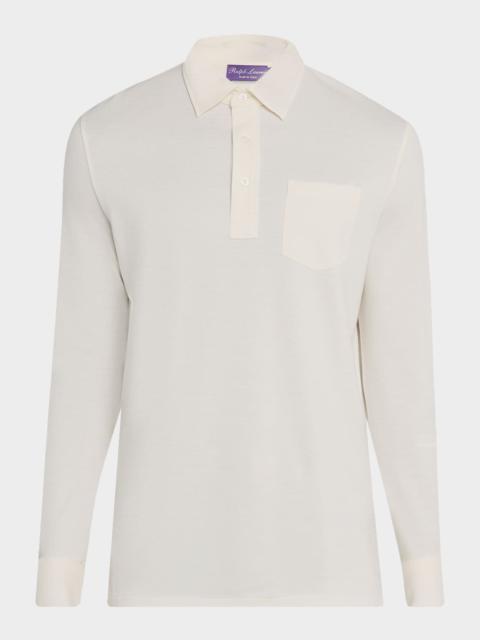 Ralph Lauren Men's Cotton and Cashmere Long-Sleeve Pocket Polo Shirt